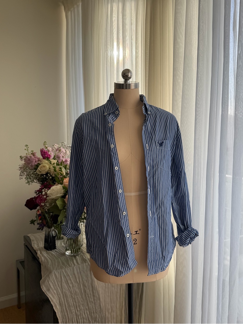 Cotton Blue Stripe Button-Down Shirt